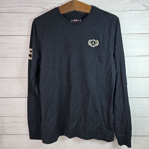 Nike Air Jordan Holiday Jumpman ‘85 Long Sleeve Crew T-Shirt Size Medium Black - Picture 1 of 10